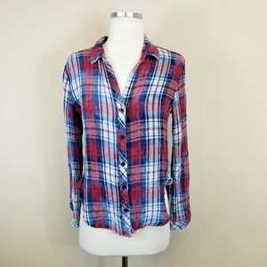 Cloth & Stone Red Blue Plaid Shirt